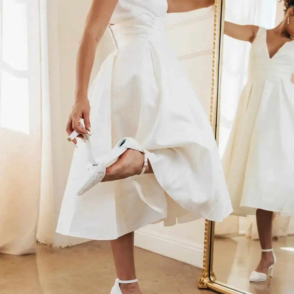 The D'Orsay - White Satin Lace   Stiletto Heel Kit 4 White