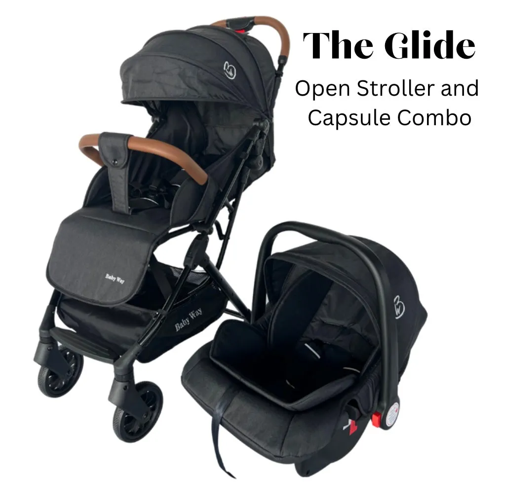 The Glide - Compact Travel Stroller and Capsule Car Seat Combo with Pull Handle