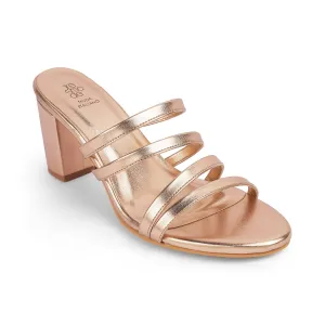 Tresmode Palmar Champagne Women's Dress Block Heel Sandals