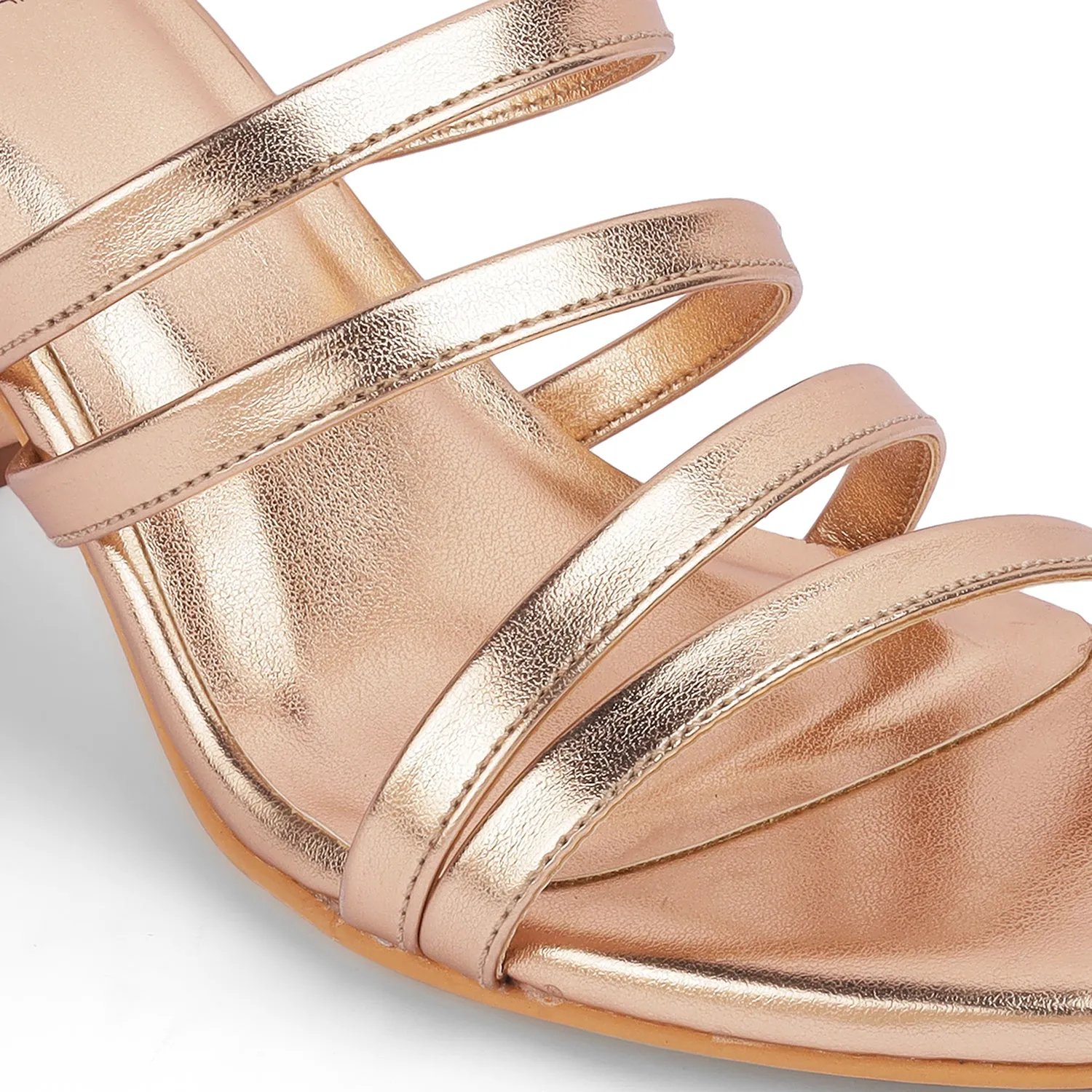 Tresmode Palmar Champagne Women's Dress Block Heel Sandals