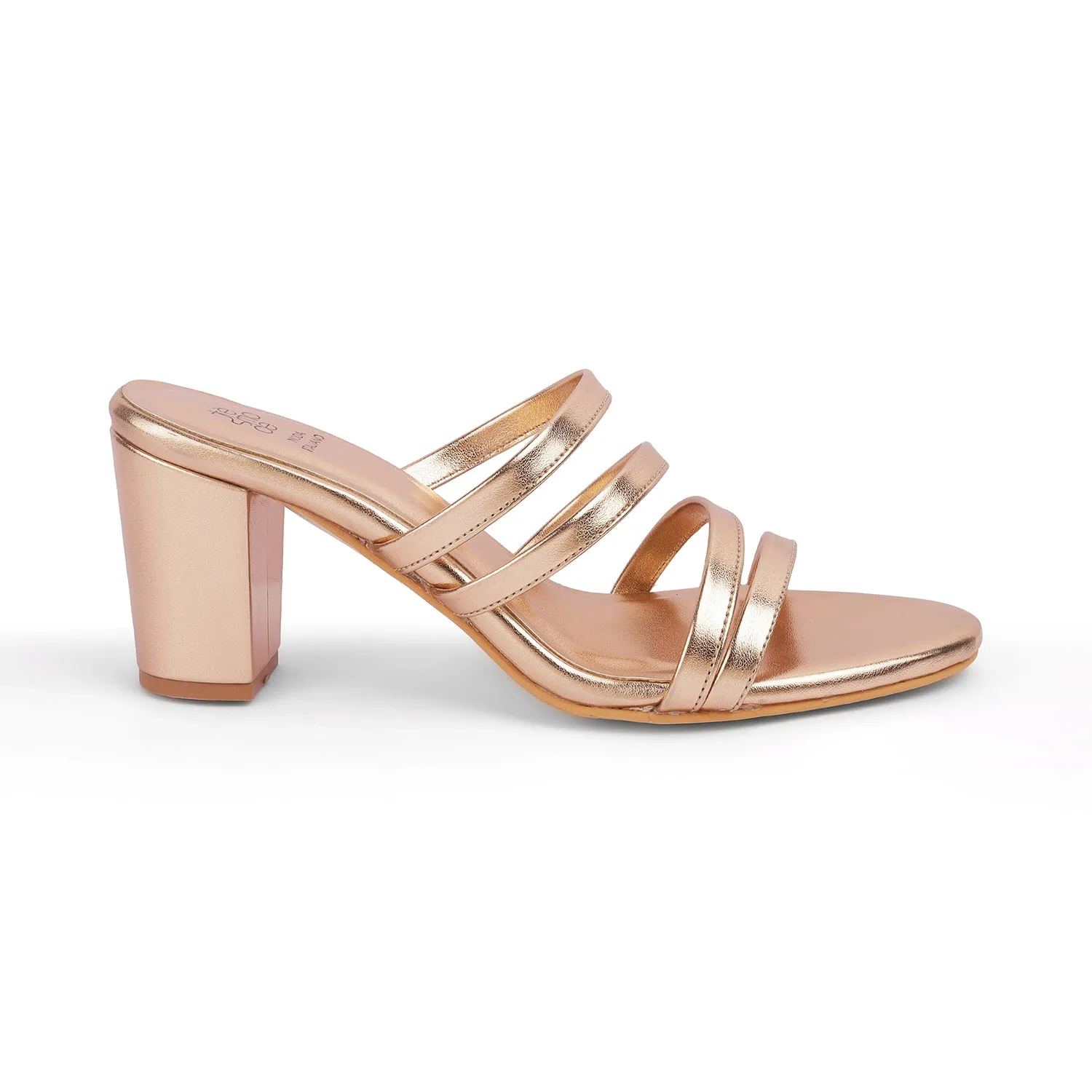 Tresmode Palmar Champagne Women's Dress Block Heel Sandals