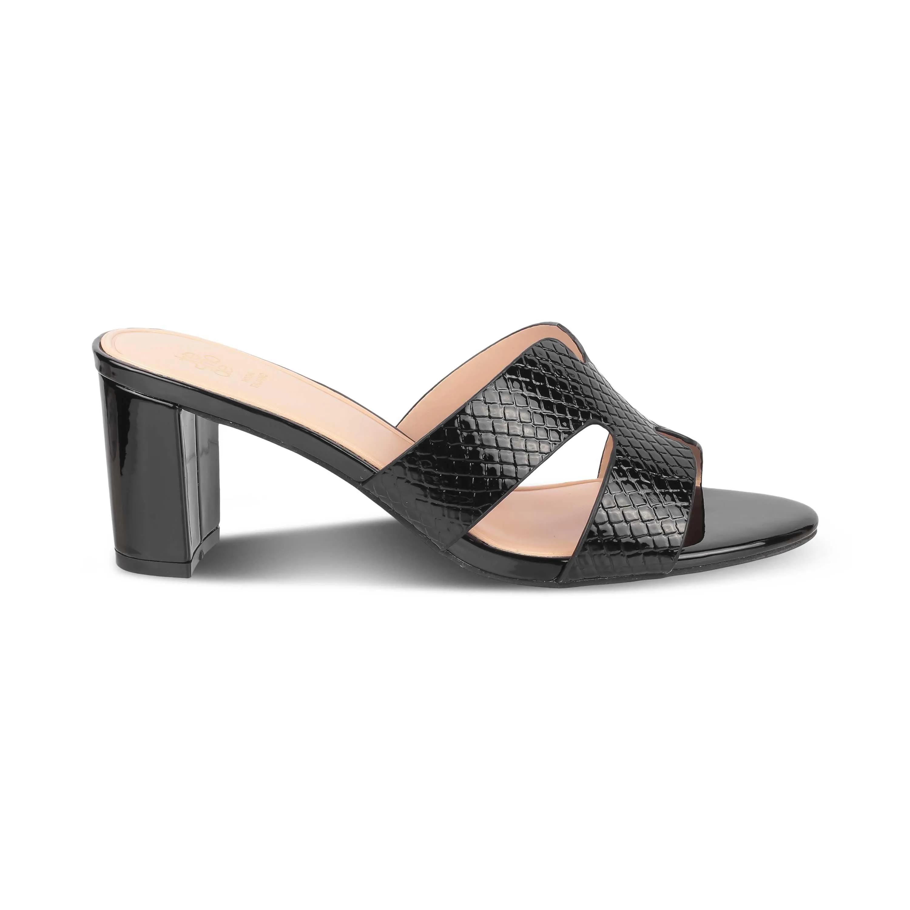 Tresmode Rovero Black Women's Dress Block Heel Sandals