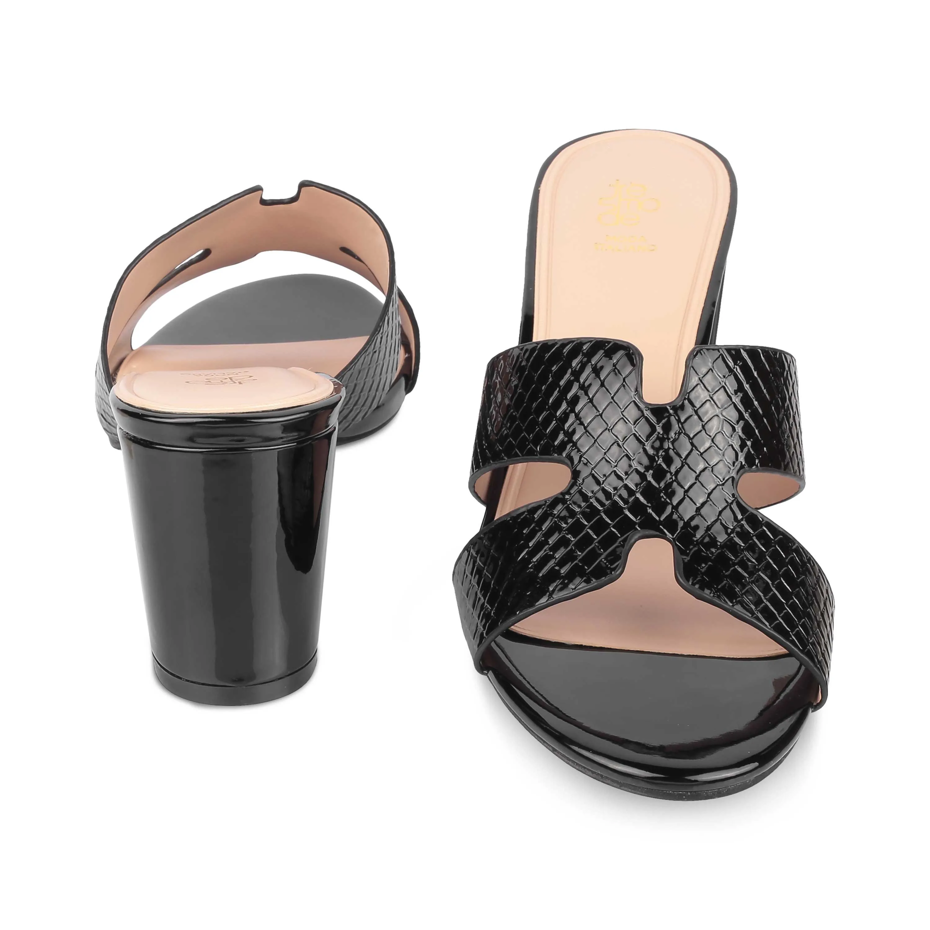 Tresmode Rovero Black Women's Dress Block Heel Sandals