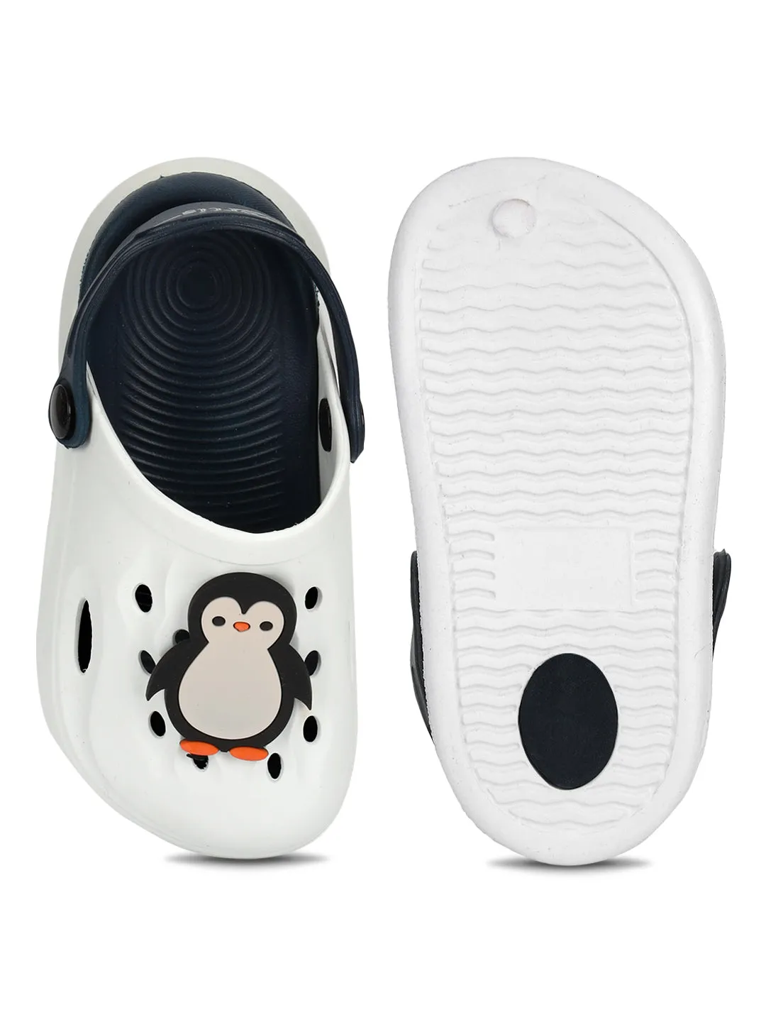 White Blue Stylish Slip-On Clogs For Kids-Unisex (TC-LCLOG2-WHTBLU)