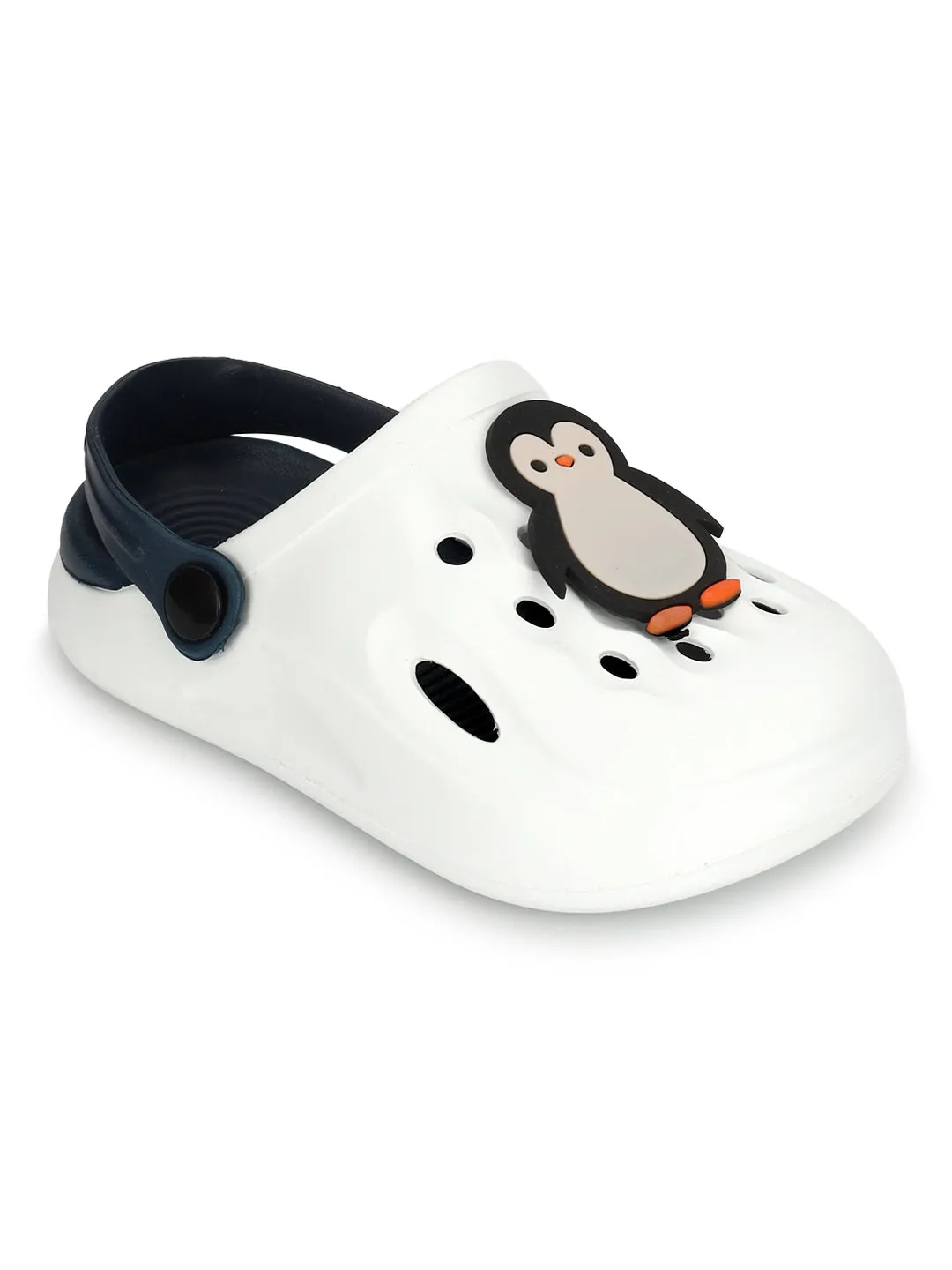 White Blue Stylish Slip-On Clogs For Kids-Unisex (TC-LCLOG2-WHTBLU)