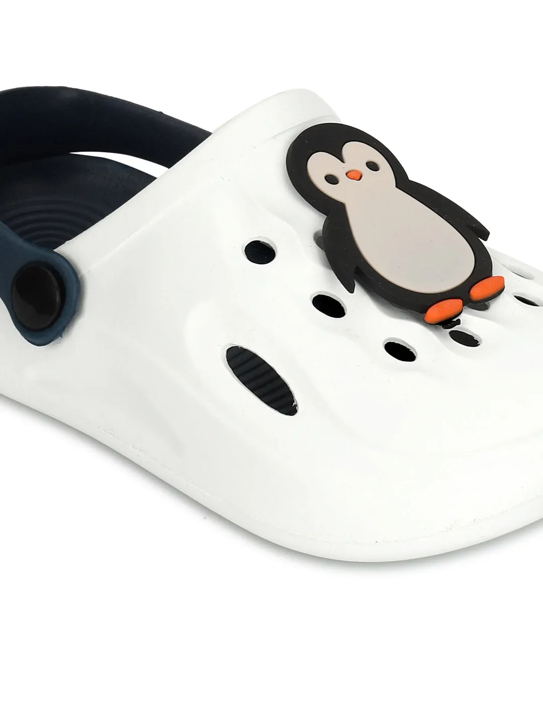 White Blue Stylish Slip-On Clogs For Kids-Unisex (TC-LCLOG2-WHTBLU)
