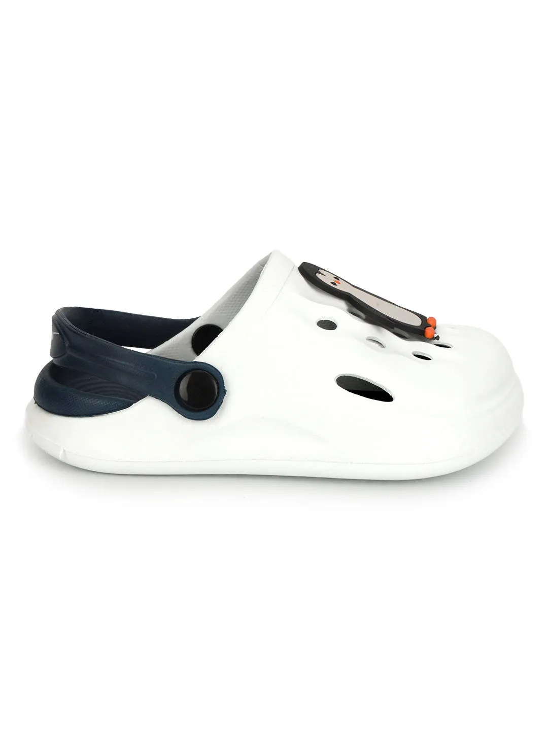 White Blue Stylish Slip-On Clogs For Kids-Unisex (TC-LCLOG2-WHTBLU)