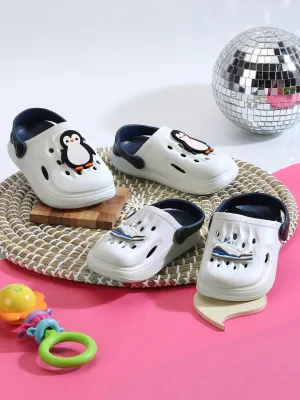 White Blue Stylish Slip-On Clogs For Kids-Unisex (TC-LCLOG2-WHTBLU)