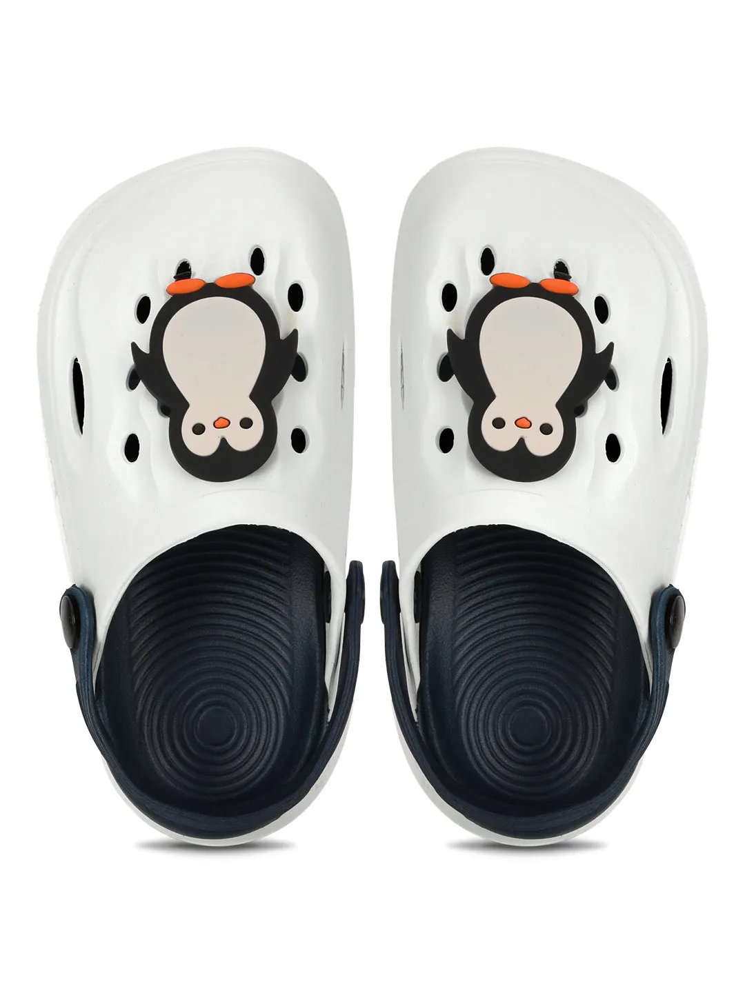 White Blue Stylish Slip-On Clogs For Kids-Unisex (TC-LCLOG2-WHTBLU)