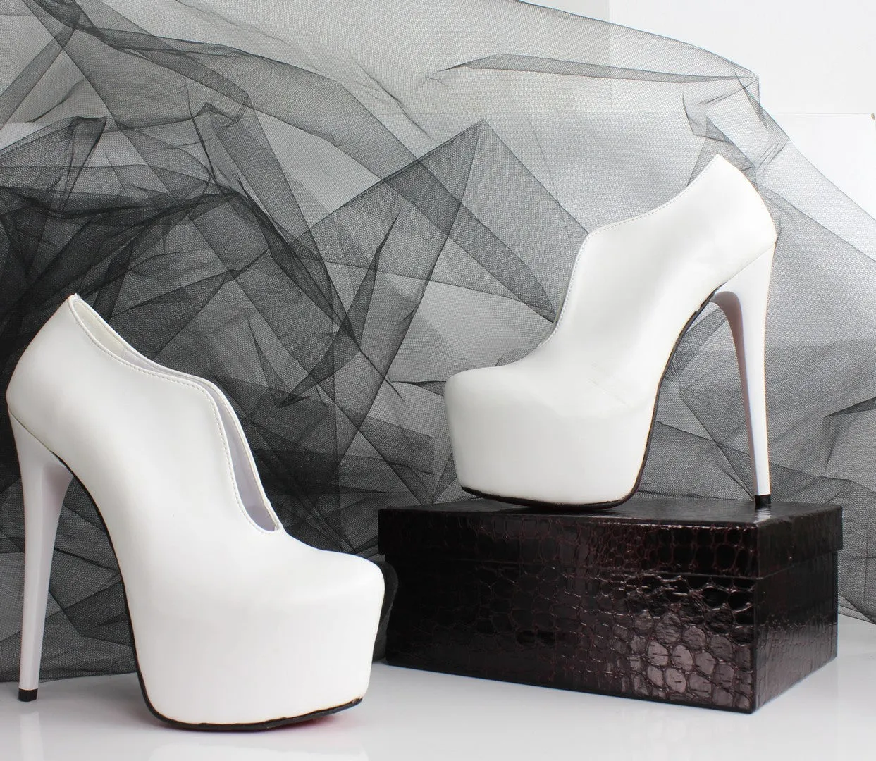 White Designer Ankle Platforms