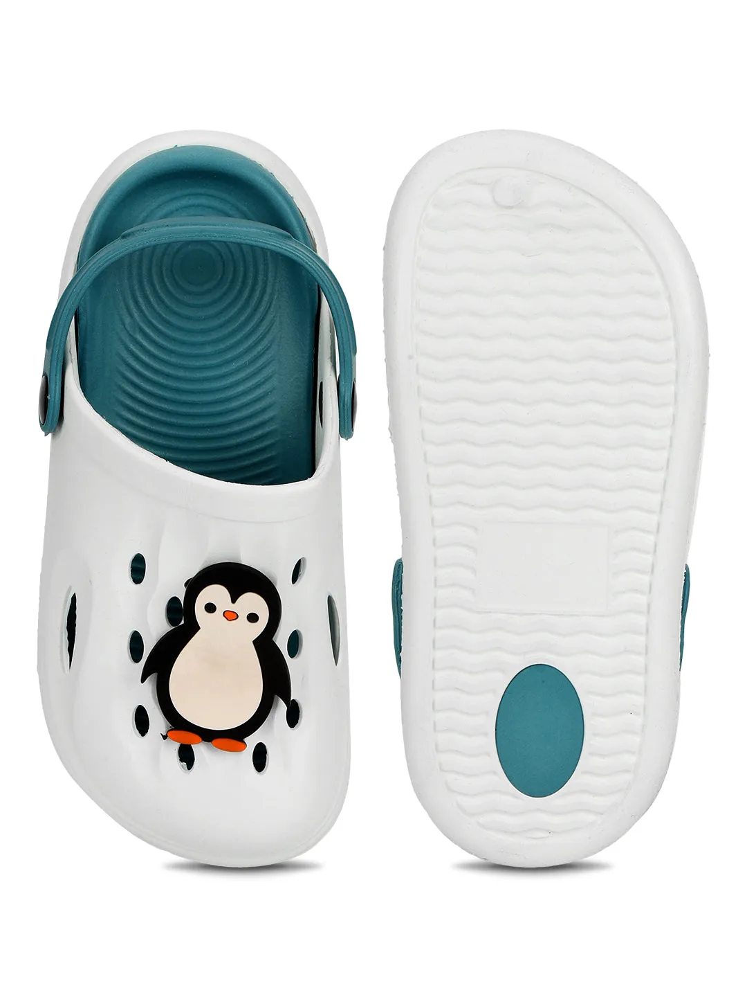 White Navy Stylish Slip-On Clogs For Kids-Unisex (TC-LCLOG2-WHTNVY)