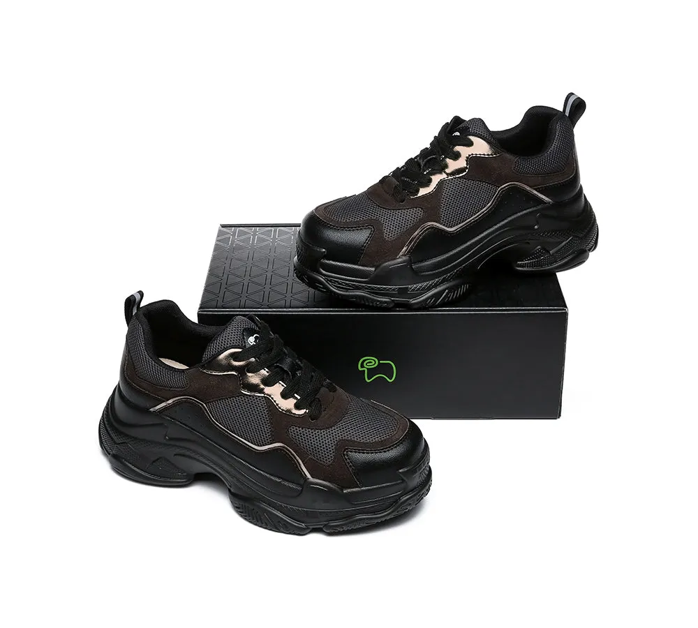 Women Chunky Sneakers Suede Upper Nonslip Sole Casual Shoes Como