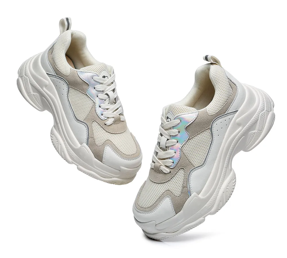 Women Chunky Sneakers Suede Upper Nonslip Sole Casual Shoes Como