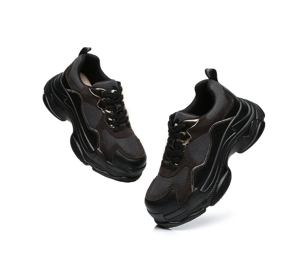 Women Chunky Sneakers Suede Upper Nonslip Sole Casual Shoes Como
