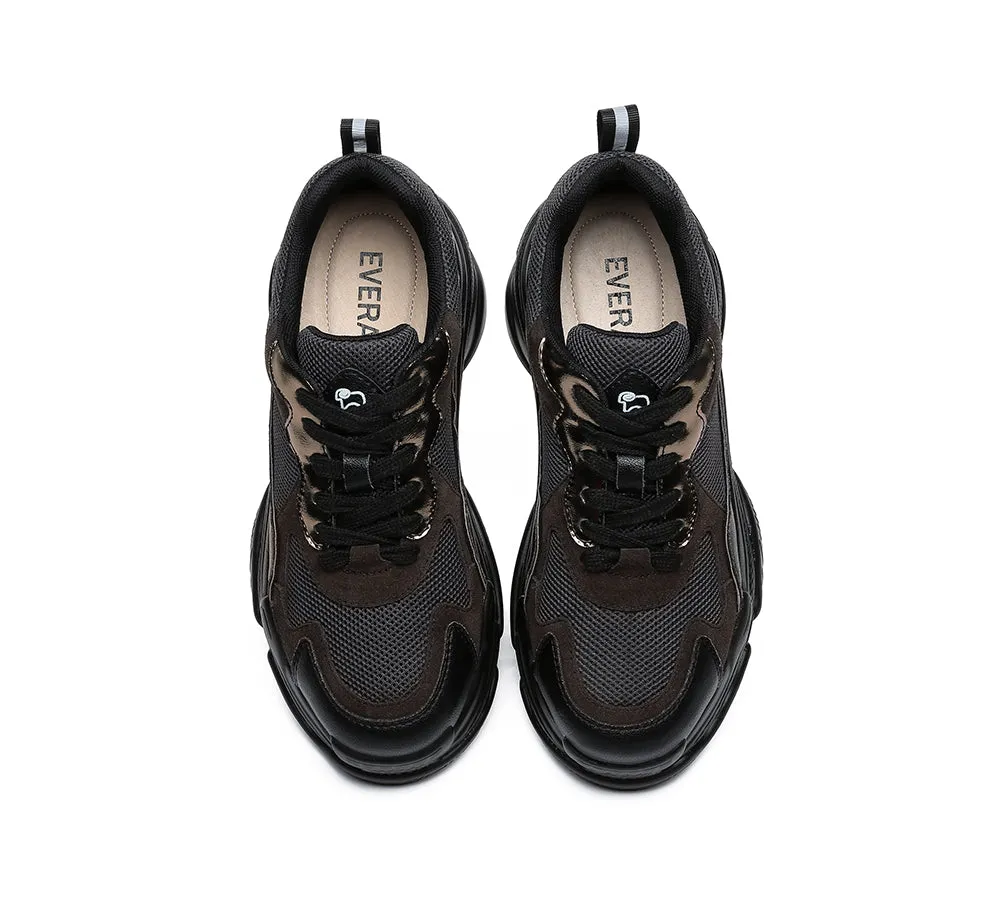 Women Chunky Sneakers Suede Upper Nonslip Sole Casual Shoes Como
