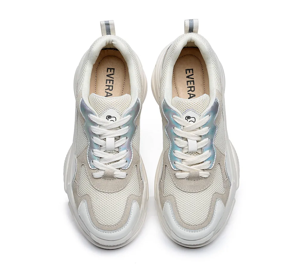 Women Chunky Sneakers Suede Upper Nonslip Sole Casual Shoes Como