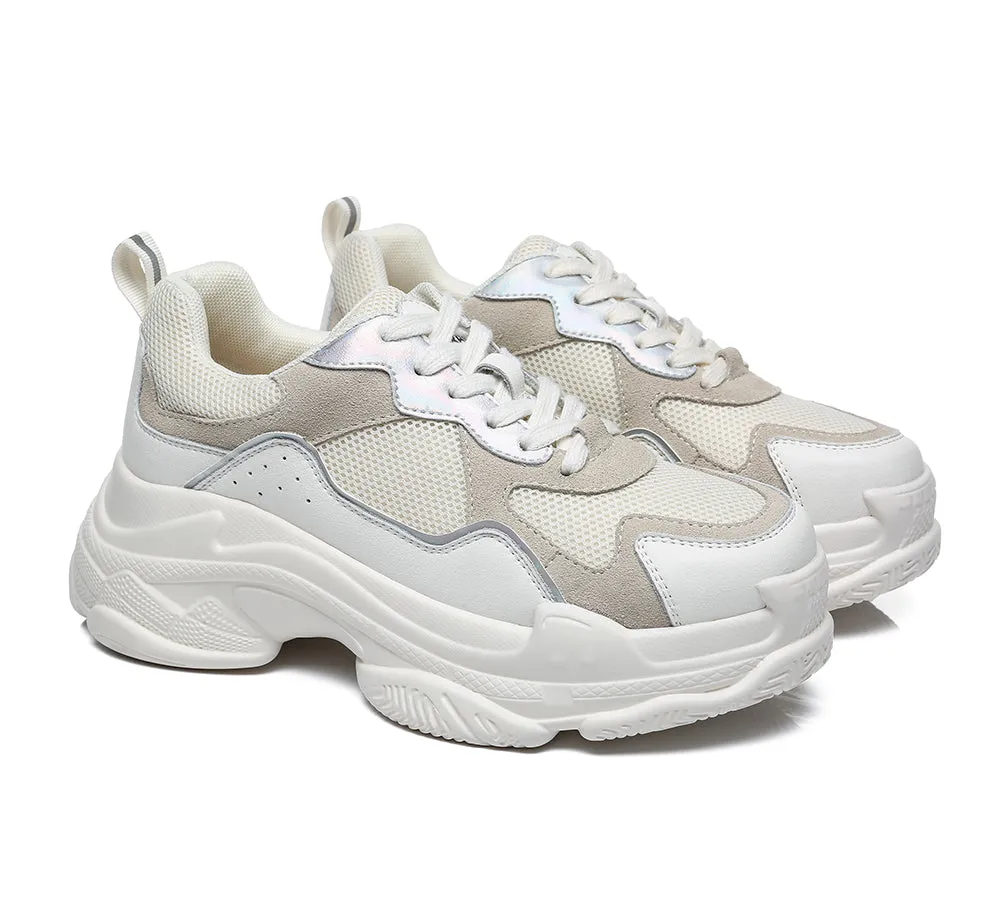 Women Chunky Sneakers Suede Upper Nonslip Sole Casual Shoes Como