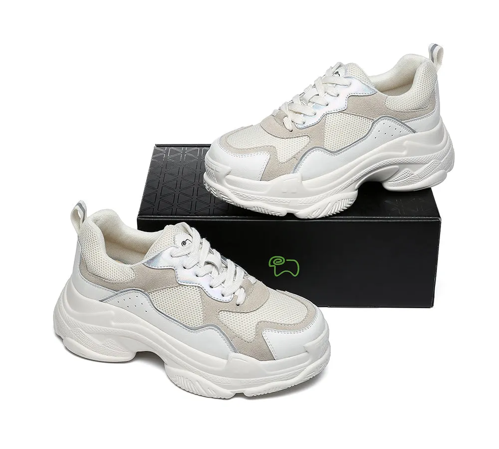 Women Chunky Sneakers Suede Upper Nonslip Sole Casual Shoes Como