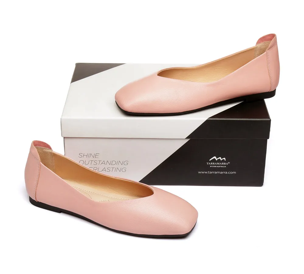 Women Leather Ballet Flats Square Toe Nonslip Linda