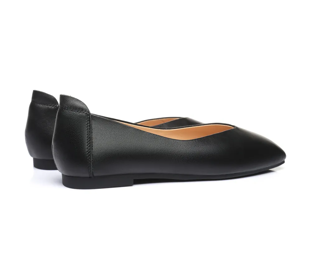 Women Leather Ballet Flats Square Toe Nonslip Linda
