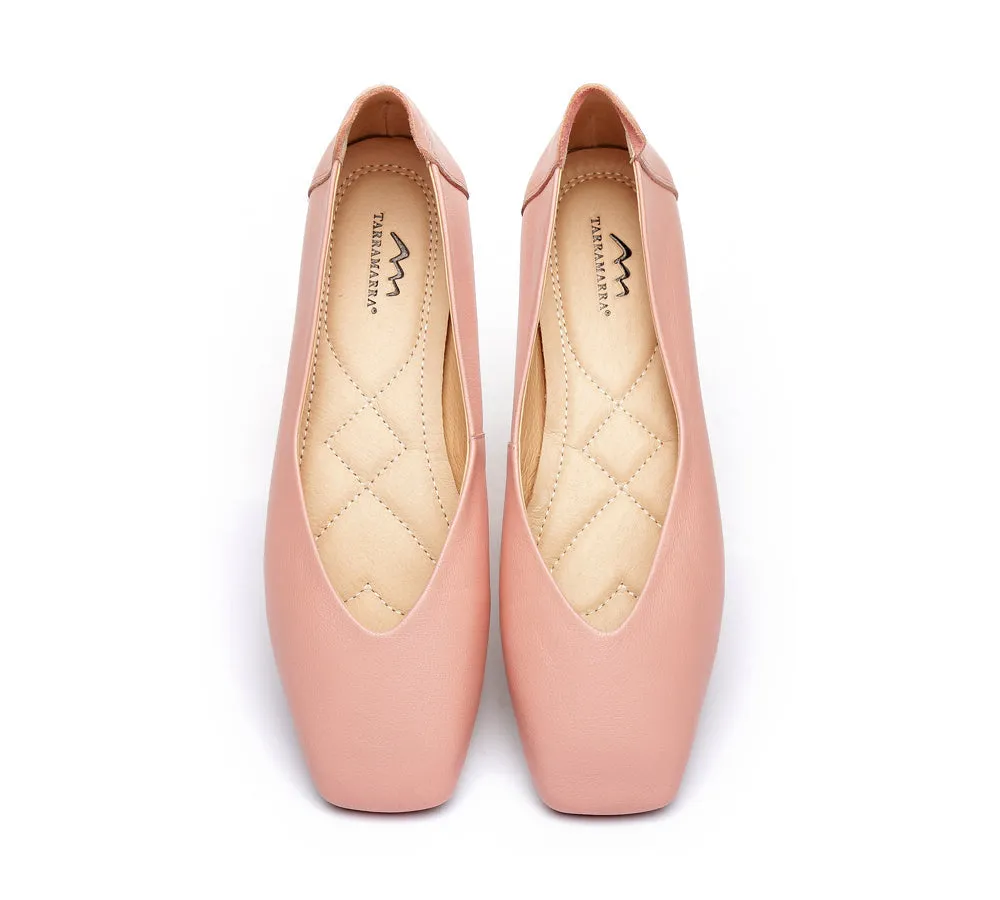 Women Leather Ballet Flats Square Toe Nonslip Linda