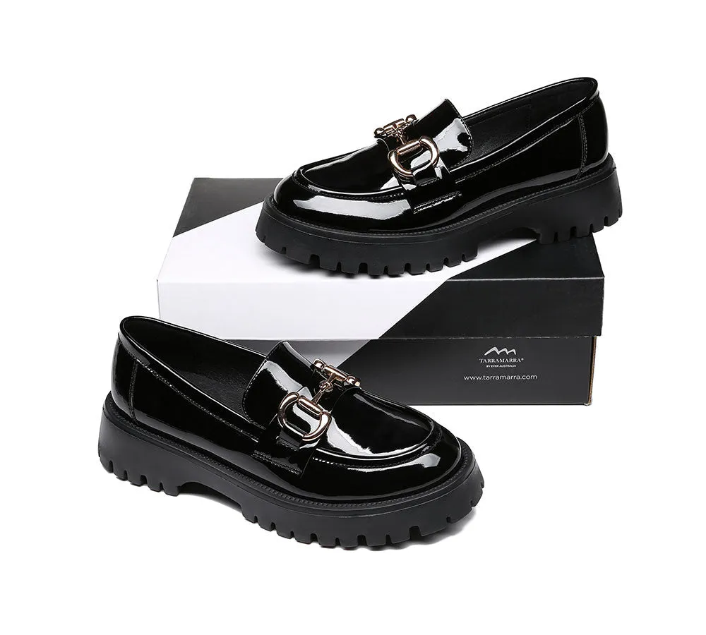 Women Loafers Platform Shining Leather Flats Raya