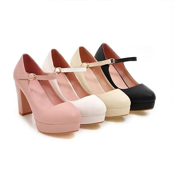 Women's Fashionable Commuting Buckle Block Heels 58569651S