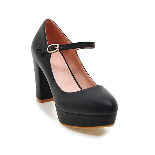 Women's Fashionable Commuting Buckle Block Heels 58569651S