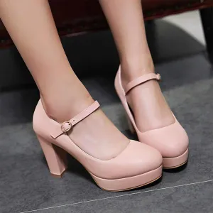 Women's Fashionable Commuting Buckle Block Heels 58569651S