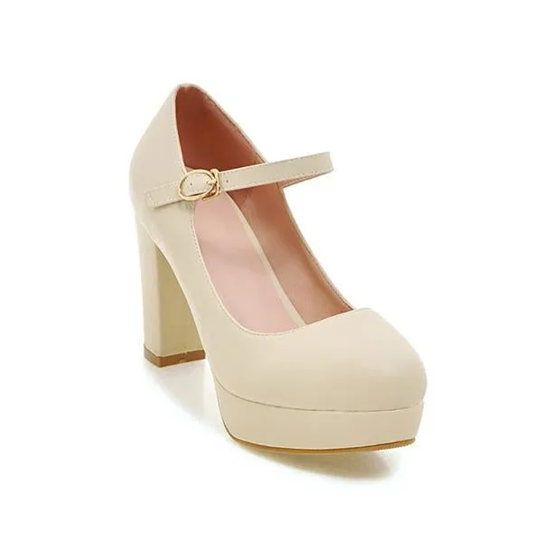 Women's Fashionable Commuting Buckle Block Heels 58569651S