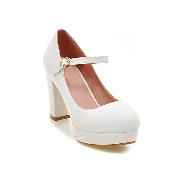 Women's Fashionable Commuting Buckle Block Heels 58569651S