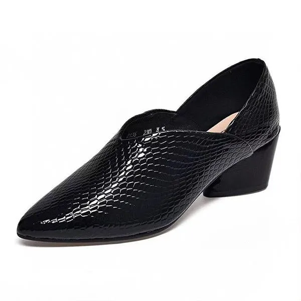Women's Fashionable Pointed Toe Shallow Thick Heels Pumps 18034951S