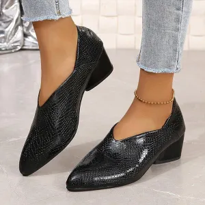 Women's Fashionable Pointed Toe Shallow Thick Heels Pumps 18034951S