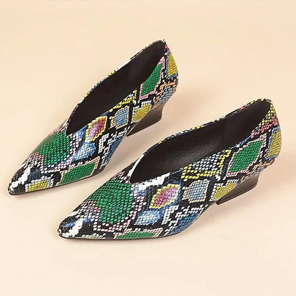 Women's Fashionable Pointed Toe Slip-On Block Heel Pumps 28448266S
