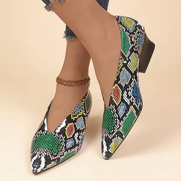 Women's Fashionable Pointed Toe Slip-On Block Heel Pumps 28448266S