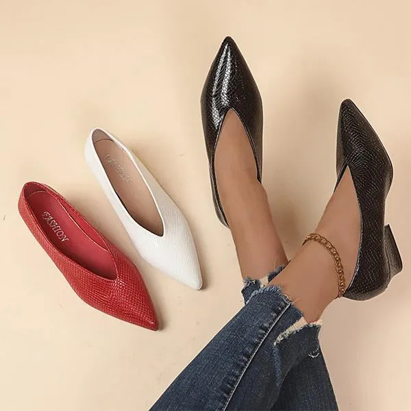 Women's Fashionable Pointed Toe Slip-On Block Heel Pumps 28448266S