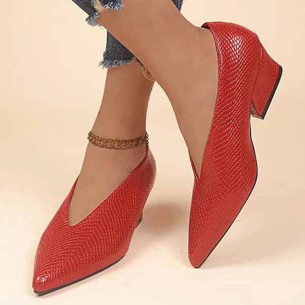 Women's Fashionable Pointed Toe Slip-On Block Heel Pumps 28448266S