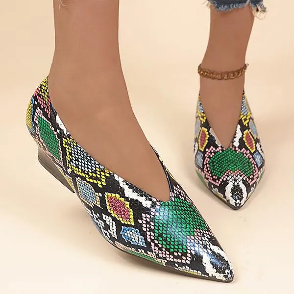 Women's Fashionable Pointed Toe Slip-On Block Heel Pumps 28448266S