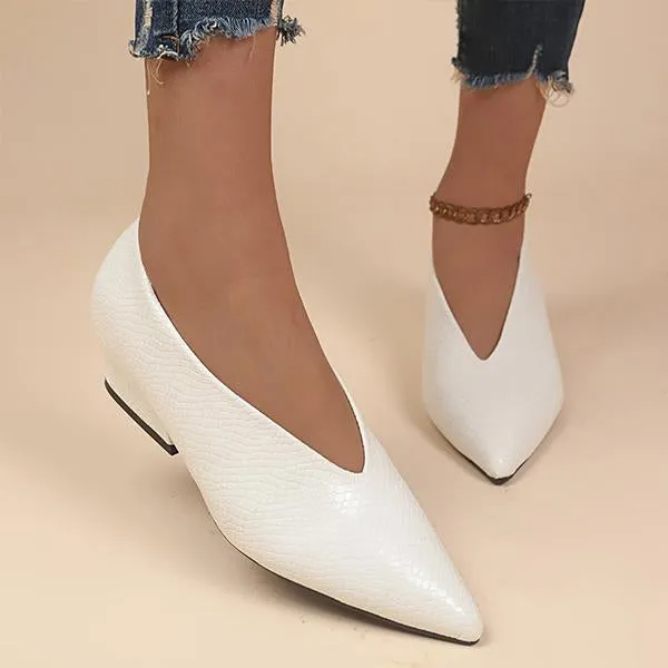 Women's Fashionable Pointed Toe Slip-On Block Heel Pumps 28448266S