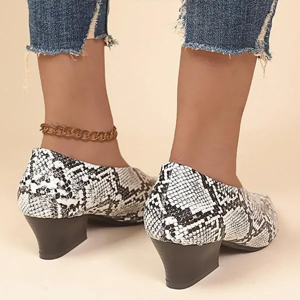 Women's Fashionable Pointed Toe Slip-On Block Heel Pumps 28448266S