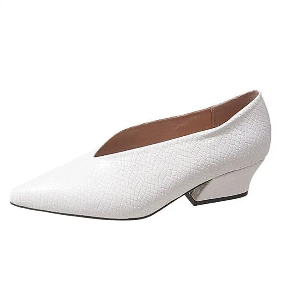 Women's Fashionable Pointed Toe Slip-On Block Heel Pumps 28448266S