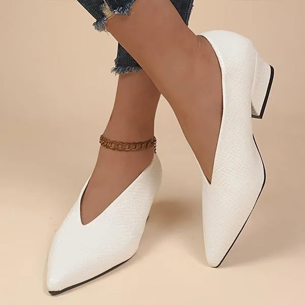 Women's Fashionable Pointed Toe Slip-On Block Heel Pumps 28448266S