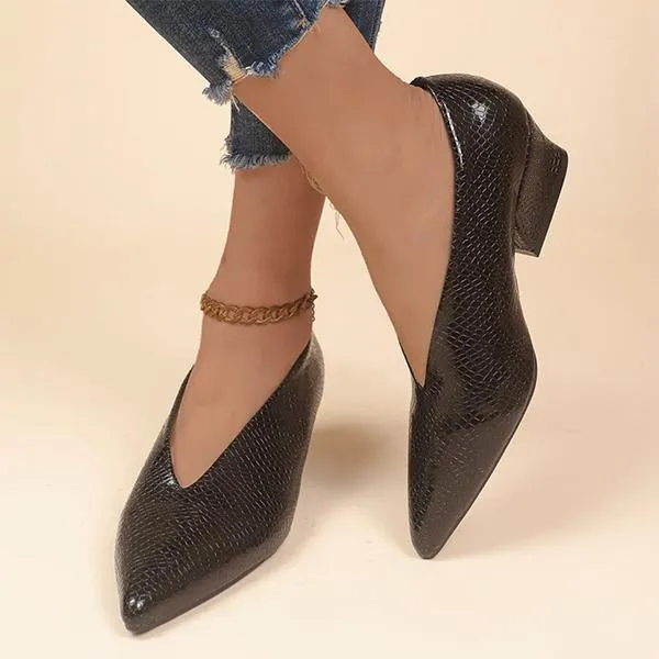 Women's Fashionable Pointed Toe Slip-On Block Heel Pumps 28448266S