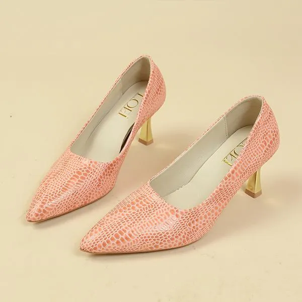 Women's Fashionable Snake Print Simple Stilettos 71391582S
