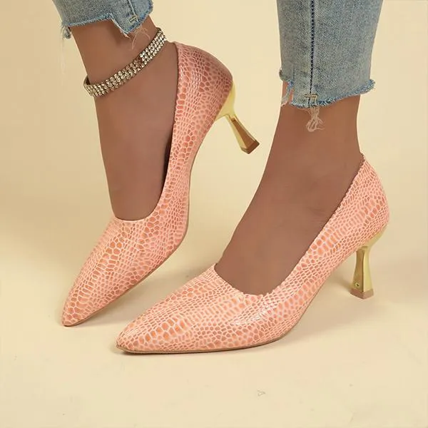 Women's Fashionable Snake Print Simple Stilettos 71391582S
