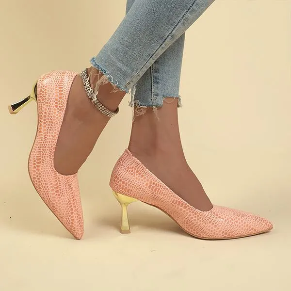Women's Fashionable Snake Print Simple Stilettos 71391582S