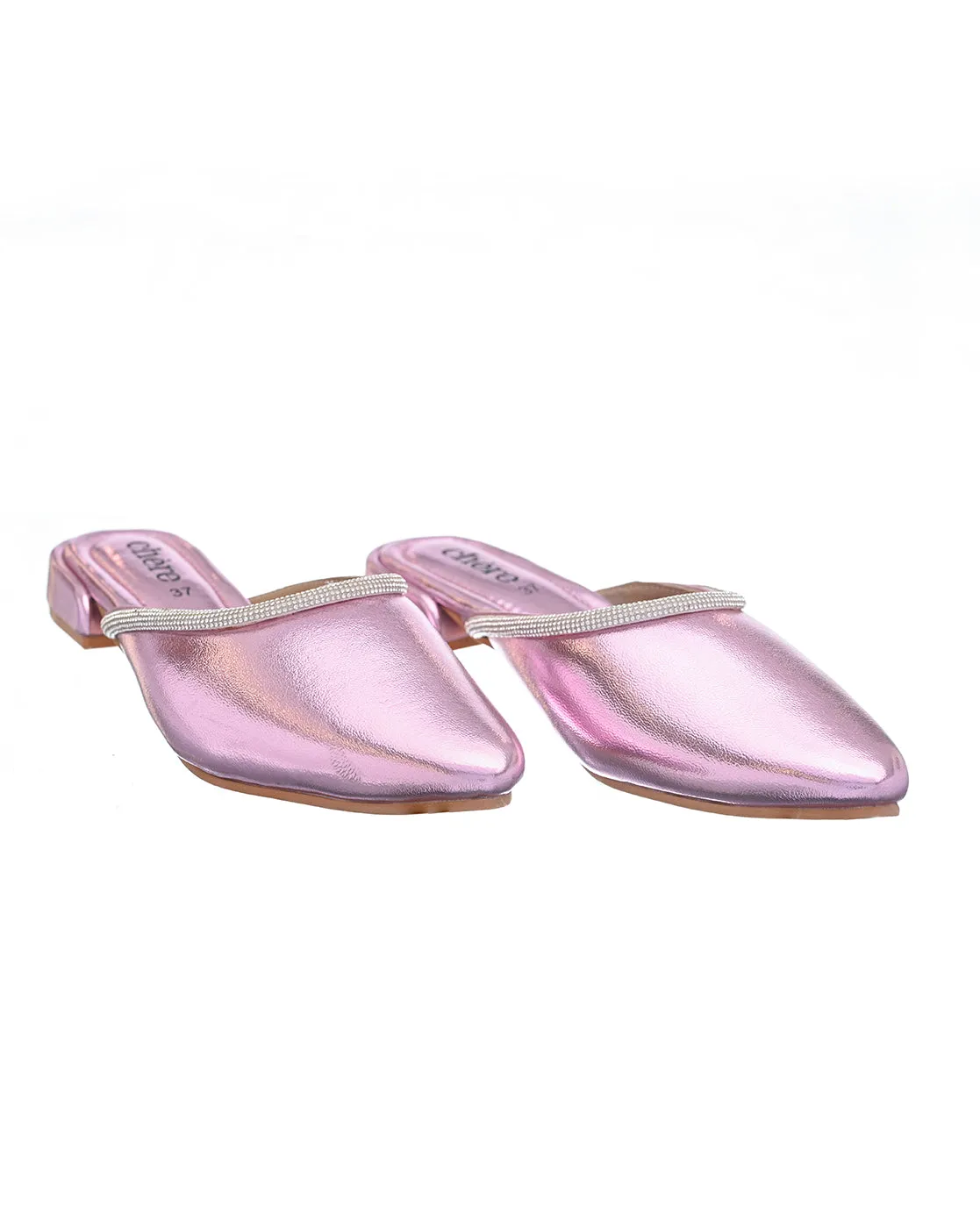 Women's Pink Barbiecore Diamond Mules