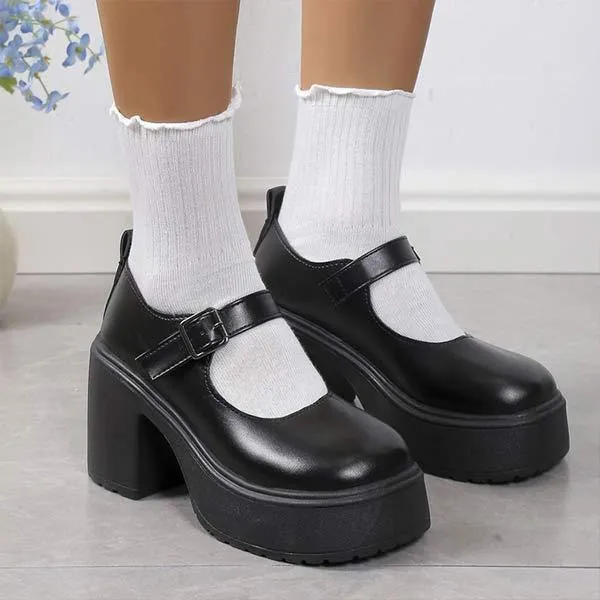 Women's Waterproof Platform Chunky Heel High Heels 07970945C