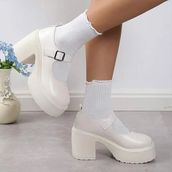 Women's Waterproof Platform Chunky Heel High Heels 07970945C